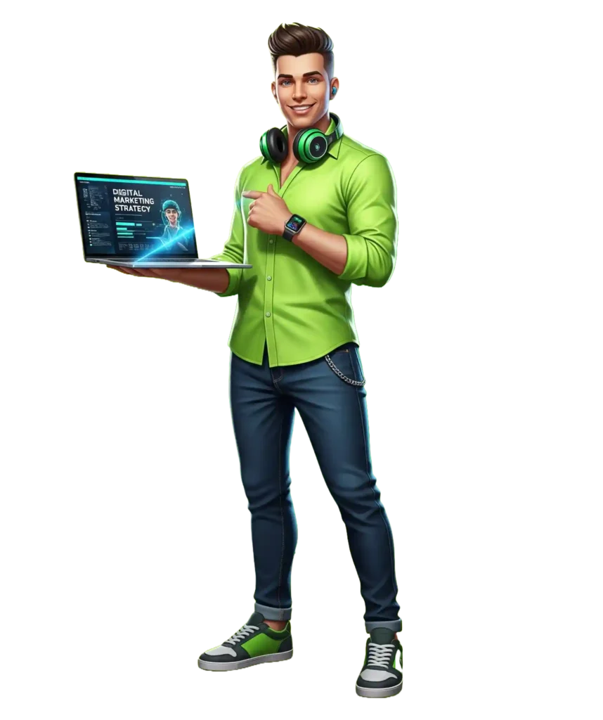 Freelance Digital Marketing Strategist in Kochi with a confident smile on his face and holding a laptop.